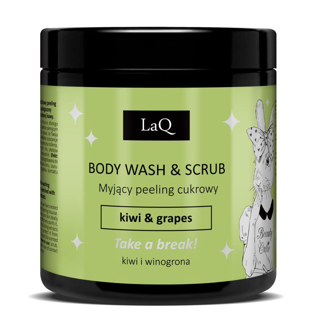 LaQ Peeling cukrowy myjący KIWI I WINOGRONA 220g