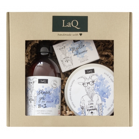 LaQ Zestaw prezentowy męski Kozioł: peeling, mydełko i żel 500 ml