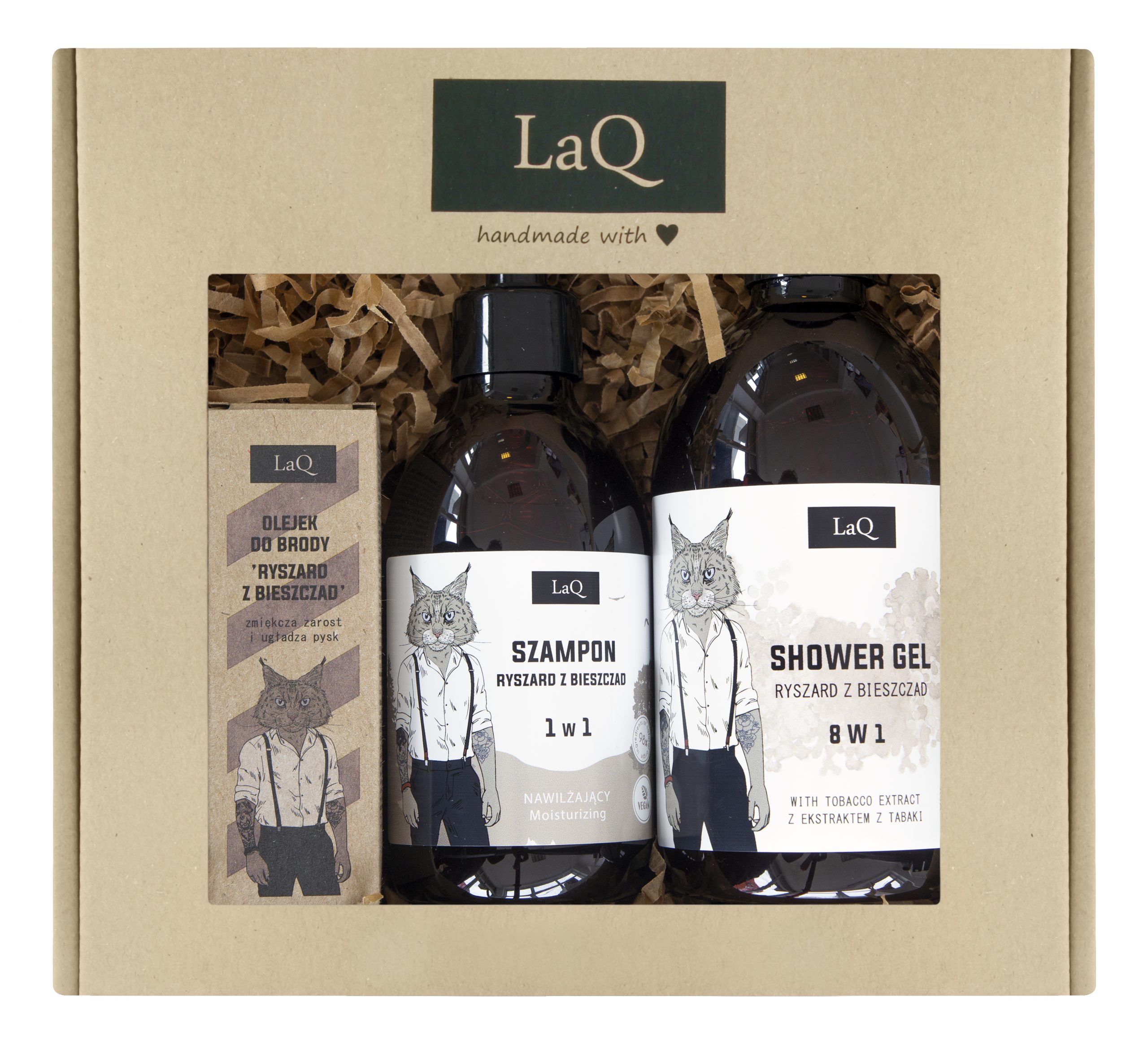 LaQ zestaw Ryś: żel pod prysznic 500 ml + szampon 300 ml + olej 30 ml