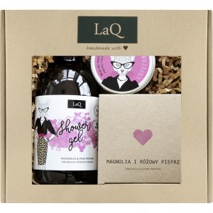 LaQ zestaw Kicia Magnolia: żel 500 ml + masło do ciała 200 ml + mus do mycia twarzy