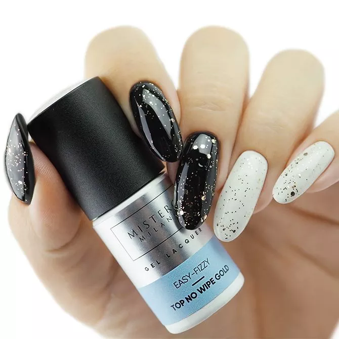 Mistero Milano Top hybrydowy EASY-FIZZY z drobiną gold 1410 12ml - obrazek 2