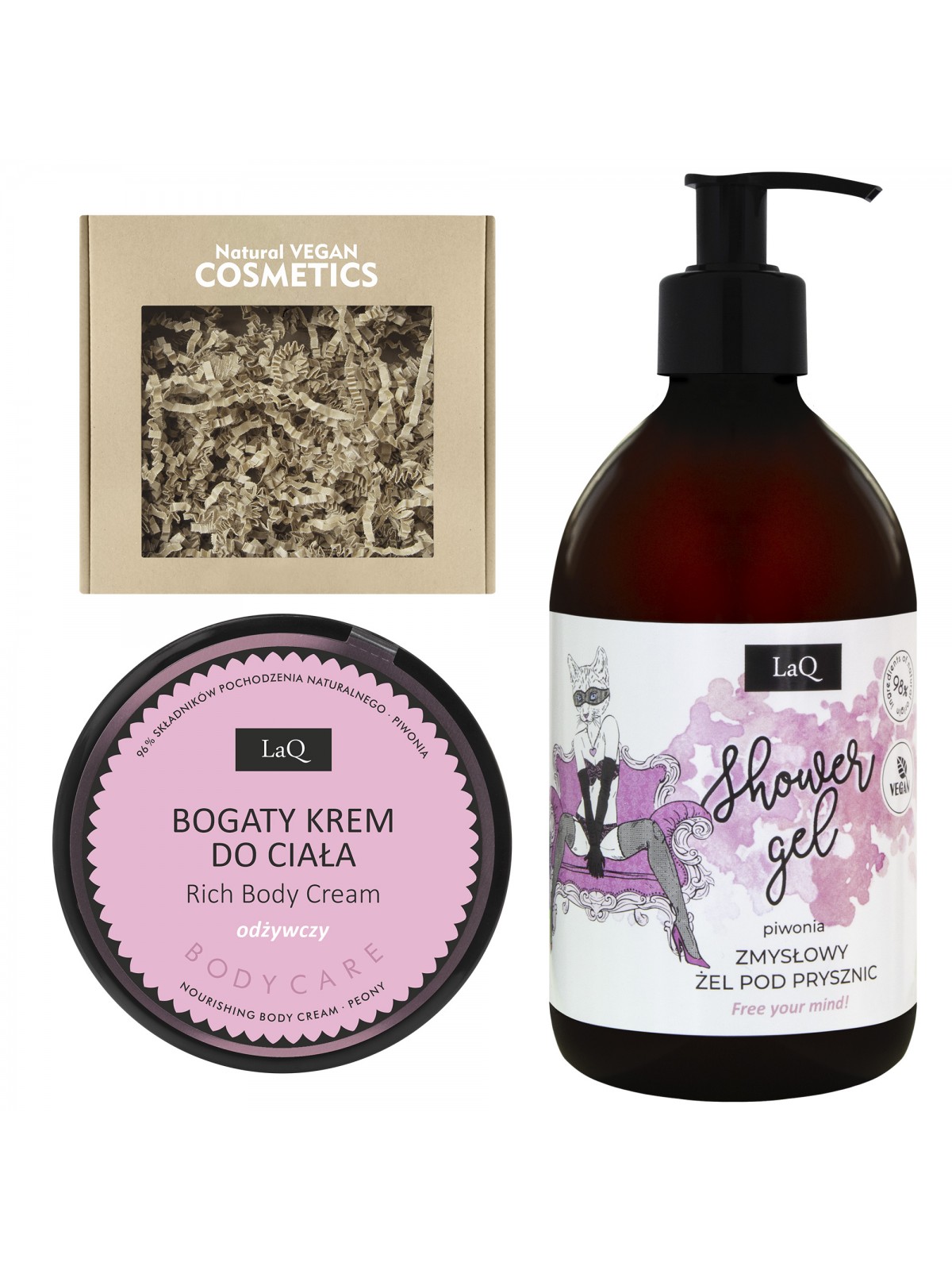LaQ Zestaw: żel pod prysznic + krem do ciała PIWONIA