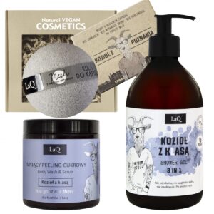 LaQ Zestaw: Żel + peeling + mydło kostka + kula do kąpieli KOZIOŁ z kLasą