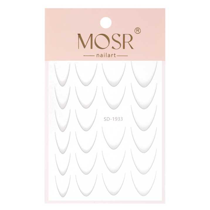 Gradientowe naklejki na paznokcie samoprzylepne french ombre linia uśmiechu białe